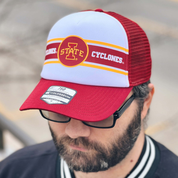 Colosseum Cyclones White & Cardinal Foam Padded Trucker Hat (was $30.00)